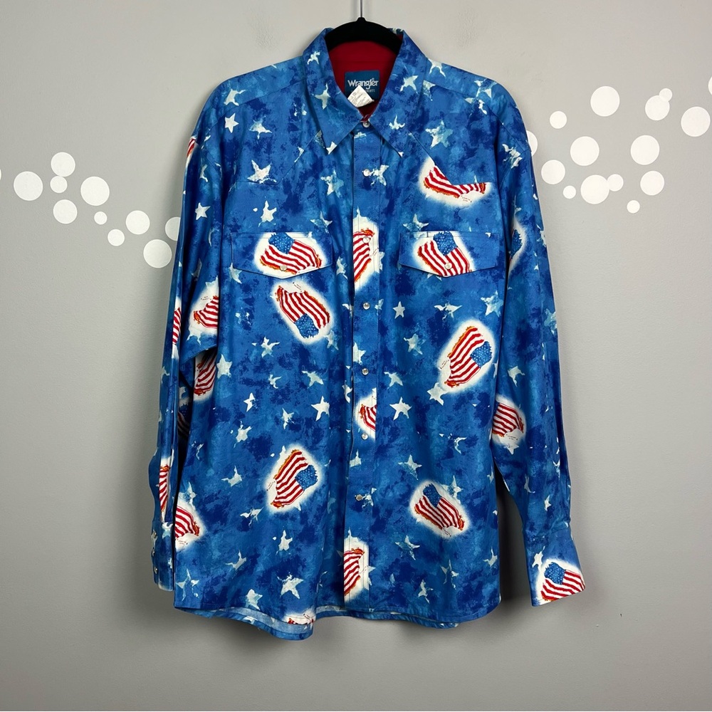 Vintage Wrangler Western Shirt XL R. Langford " Calm Before the Storm" Cowboy
